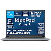 Lenovo IdeaPad Slim 3 15IAN8 82XB00B4TX i3-N305 8 GB 512 GB SSD 15.6" Dos Dizüstü Bilgisayar