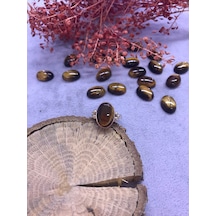 Nsa Gümüş Kaplan Gözü Taşı Gümüş Yüzük 925 Ayar Doğal Taş