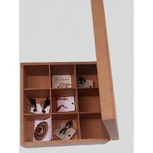 Hobi 90028 Dekoratif Model Takı Kutusu Bölmeli Ahşap Ham Mdf El Yapımı Diğer