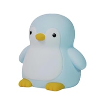 Sevimli Penguen Gece Lambası - Mavi Beyaz Beyaz