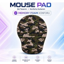 Black Flex Dijital Baskılı Memory Foam Ergonomik Bilek Destekli Haki Army Mause Pad