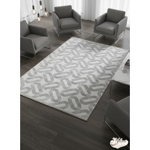 Konak Halı Modern Gri Soyut Desenli Emboss Premium Salon Halısı Saçaklı Gri