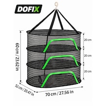 Dofix Meyve Sebze Kurutma Filesi Siyah 3 Katlı Fermuarlı Askı Aparatlı Doğal Kurutma Katlanabilir File