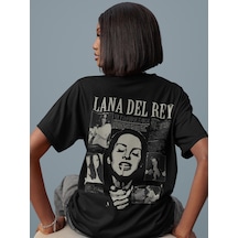 Sevbano Özel Tasarım Lana Del Rey Sırt Baskılı Unisex Oversize Şarkıcı Ti Siyah