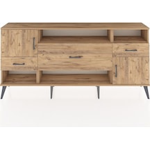 Arges Konsol 3 Raflı 3 Çekmeceli 2 Kapaklı 176x30x83 Çam-çam/çam Çam/çam