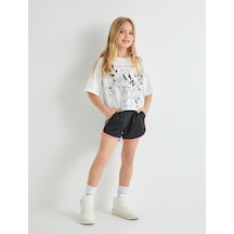 Koton Mini Şort Beli Lastikli Cepli Biyeli Siyah 4skg40262ak Siyah