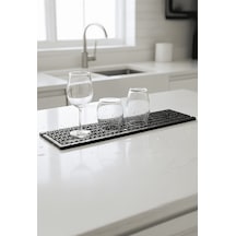 Zq Polimer 40x12 Cm Kauçuk Bar Mat, Bulaşık Kurutma Matı, Tencere Altlığı, Cam Kenarı Saksı Altlığı Siyah