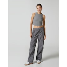Koton Basic Crop Atlet Bisiklet Yaka Ribanalı Pamuklu Antrasit 4sal30021ık 4SAL30021IK926