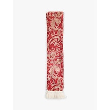 Koton Şal Desenli Püsküllü Viskon Kumaş Uzun Fular Bandana Bordo 6sak50128aa