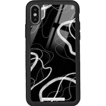 Apple Uyumlu iPhone X - Xs Black Wave Tasarımlı Glossy Telefon Kılıfı Siyah