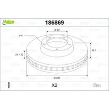 Valeo 186869 Ön Fren Diski Astra H 1.4-1.6 04 Merıva 1.6 03 Combo 1.3 Cdti 4.05 280x25x4dlxhavalı 569067-95526653-95526654-93197712 569007-569006-93181113-93175376 1 Takım
