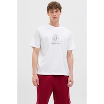 Jack & Jones Erkek T Shirt 12286609 Beyaz Beyaz