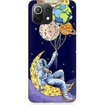 Xiaomi Mi 11 Lite Uyumlu Astranot Ve Gezegen Balonlar Desenli Silikon Kılıf