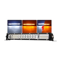 Beyaz Turuncu 65 Cm 3030 Led Flaş Çakar Projektör Işık Çubuğu 5 Mod Off Road Spot Sel Kombo Delici Yayıcı Çalışma Lambası Pod Araç Kaput Tampon Tavan