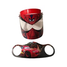 Gürbey Spiderman Baskılı Çocuk Siperlik + Araba Desenli Çocuk Maskesi