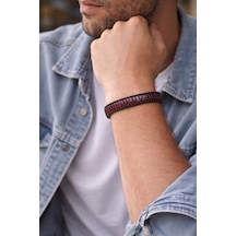 Crimson Circuit Bordo & Siyah Modern Erkek Bileklik-1384 Antrasit