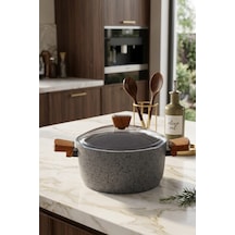 Bonera Granit 24 Cm İndüksiyon Tabanlı Derin Tencere gri