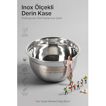 Ayrex Transformacion Inox Ölçekli Derin Kase - 28 Cm 4 Litre Karıştırma Kabı Profesyonel 304 Paslanmaz Çelik 7218 Genel