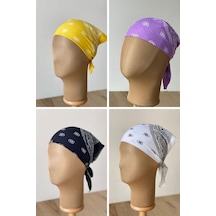 Pamuklu Klasik Desen Unisex 4lü Bandana Seti Renkli Bandana Etnik Desenli A Kalite Bandana Kırmızı - Siyah