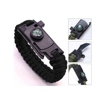 9595 Pusulalı & Bıçaklı Paracord Bileklik  Siyah