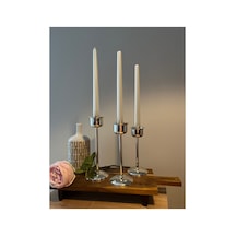 Gümüş Rengi Bloom 3'lü Şamdan & Mumluk Seti Gümüş - 820385533 Gümüş