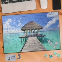 Açık Mavi Denizde İskele 240 Parça Puzzle Yapboz Tablo-119