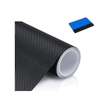 Hava Kanallı Siyah Karbon Kaplama Folyosu 152 Cm X 50 Cm + Keçeli Ragle