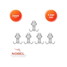 Sarikli Askı, Metal Vestiyer Askısı, Krom, Duvar Ve Dolap Askılığı 5'li Set Vidalı