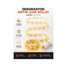 5 Metre Pilli Peri Led Işık Gün Işığı Dekoratif Tel Aydınlatma 2 Aa Kalem Pil İle Çalışan Oda Süsü Sarı