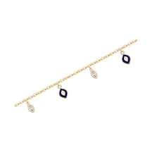 Diamond Line - Gülaylar - Sarı Altın 14 Ayar Nazar Boncuğu Bilekl Standart N11.21796 Sarı Altın