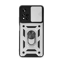 Redmi Note 11t Kılıf Pars Lens Yüzüklü Silikon - Gümüş Bz8683140320409