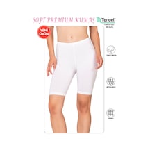 Özkan Underwear Özkan 27780 Kadın Premium Kumaş Modal Pamuklu Esnek Rahat Diz Üstü Toparlayıcı Yüksek Bel Kısa Tayt Beyaz