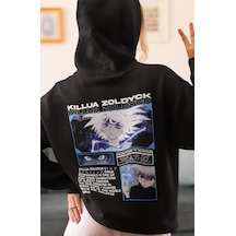 Sevbano Hunter X Hunter Killua Zoldyck Anime Sırt Baskılı Unisex Oversize Siyah