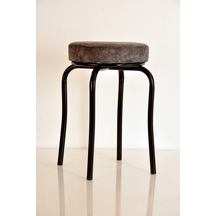 10 Adet Gri Silinebilir Kumaş Siyah Profil Ahtapot Tabure