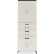Arges Dolap 3 Raflı 5 Çekmeceli 4 Kapaklı 88x30x243 Antrasit-... Antrasit