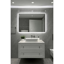 Digital Hayat Dokunmatik Dimlenebilir Beyaz Led Işıklı Dikdörtgen Ayna Dekoratif Banyo Makyaj Aynası Yatay Ve Dikey Kullanım Beyaz