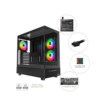Montech Xr Cam Panel Oyuncu Kasası Siyah Renk + Alpha 80+ Bronze 850w Atx 3.1 Gen5.1 Psu + 6 Port Fa