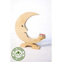 Ceren Wooden Boyanabilir Ahşap Ay Mumluk El Yapımı Dekoratif Tealight Mumluk