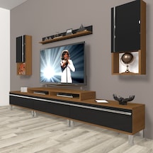 Decoraktiv Ekoflex 270ta Mdf Krom Ayaklı Tv Ünitesi Tv Sehpası Ceviz - Siyah