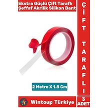 Ekstra Güçlü Suya Küfe Neme Dayanıklı Şeffaf Çift Taraflı Akrilik Silikon Bant 2 Metre X 1.8 Cm 3 Ad