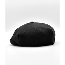 Külah Erkek Dökümlü Kışlık Newsie Kasket Premium Irish Flat Cap Şapka - Standart Siyah
