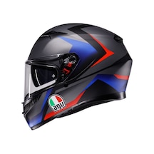 Agv K3 Mplk Strıga Matt Black Blu Red Kapalı Kask Renkli