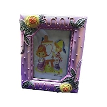 9x13 Cm Plastik Fotoğraf Çerçevesi - Renkli Çiçek Desenli Camlı Çerçeve