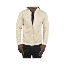 Deepsea Erkek Bej Dar Kesim Likralı Fermuarlı Süet Kumaş Ceket İnce Mont 2504334 False Bej