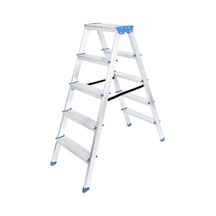 5+5 Çift Basamaklı Alüminyum Metal Merdiven Yükseklik 115cm Baş Genişlik 8cm Bx40