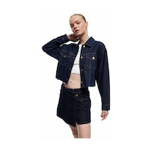 Koton Pamuklu Normal Bel Asimetrik Kesim Düğmeli Denim Şort Etek Koyu İndigo 7wal70002md