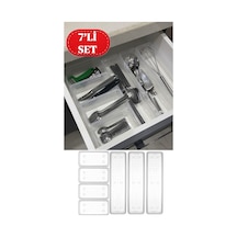 Bade 7'li Modüler Set 3+4 Kaşıklık Çekmece İçi Düzenleyici Çatal Kaşık Düzenleme Organizeri Plastik Diğer