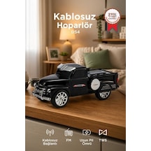 Premium Bluetooth Hoparlör Pickup Araba D54 Siyah Retro Radyolu Müzik