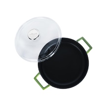 Lava Döküm Çok Amaçlı Yayvan Tencere. Glaze Serisi Çap 24 CM Kırmızı 001