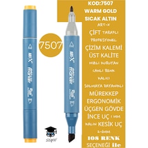 Çift Taraflı Profesyonel Çizim Kalemi Kalıcı Mürekkep Üçgen Gövde İnce Uç 1 Mm Kesik Uç 2-6mm Sketch 7507-sıcak Altın